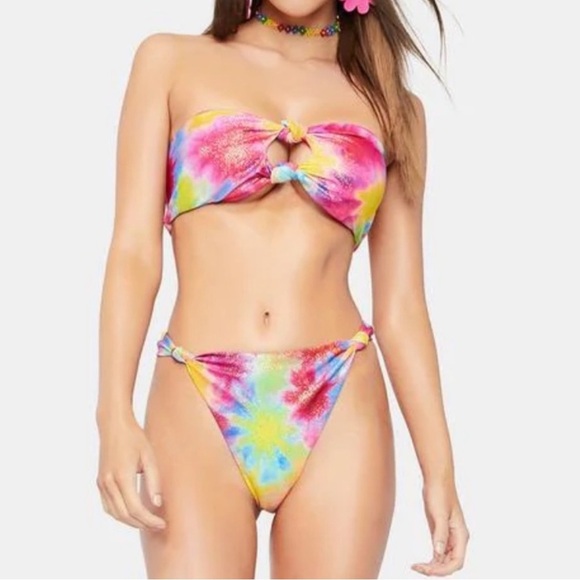 NWT Dippin Daisy’s Tie Dye Daydream Bikini Set High Waist Knot Front - Picture 1 of 10